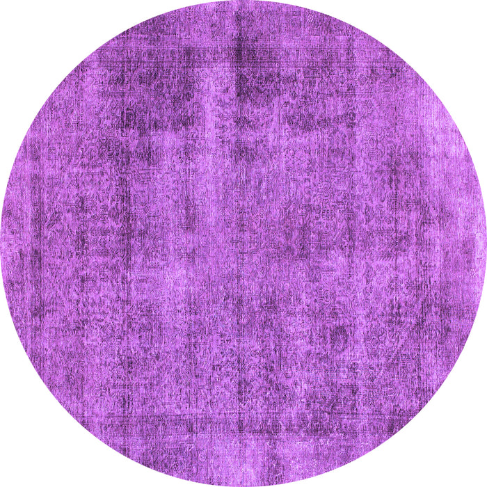 Round Machine Washable Abstract Purple Modern Area Rugs, wshabs1274pur