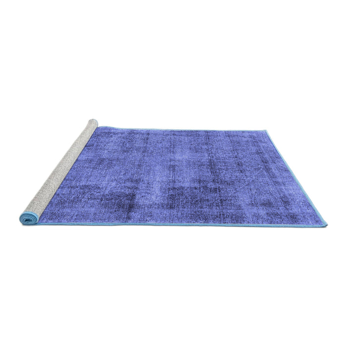 Sideview of Machine Washable Abstract Blue Modern Rug, wshabs1274blu