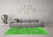 Machine Washable Abstract Green Modern Area Rugs in a Living Room,, wshabs1274grn