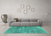 Machine Washable Abstract Turquoise Modern Rug, wshabs1274turq