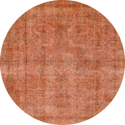 Round Abstract Orange Red Modern Rug, abs1275