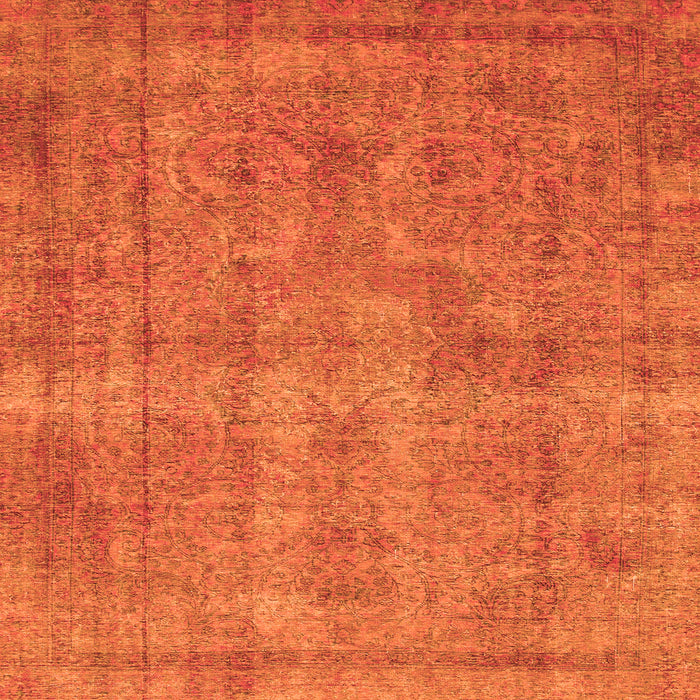 Square Machine Washable Abstract Orange Modern Area Rugs, wshabs1275org
