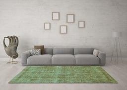 Machine Washable Abstract Turquoise Modern Area Rugs in a Living Room,, wshabs1275turq