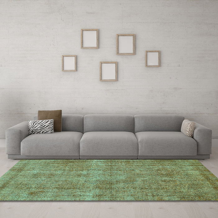 Machine Washable Abstract Turquoise Modern Area Rugs in a Living Room,, wshabs1275turq