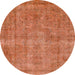 Round Machine Washable Abstract Orange Red Rug, wshabs1275