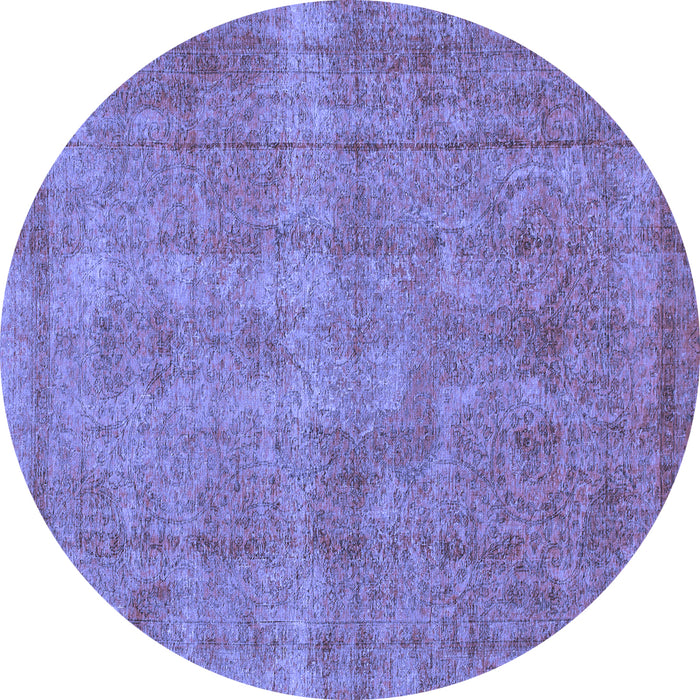 Round Machine Washable Abstract Blue Modern Rug, wshabs1275blu
