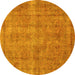 Round Abstract Yellow Modern Rug, abs1275yw