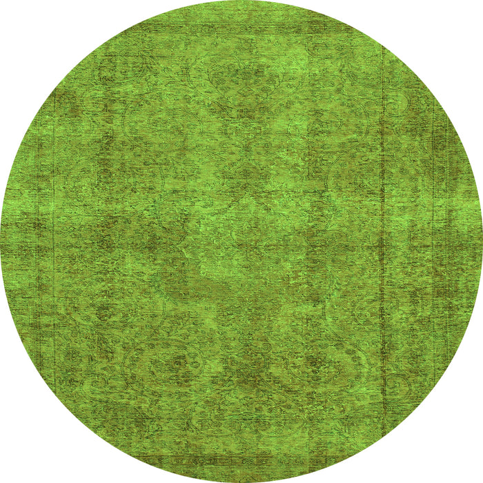 Round Abstract Green Modern Rug, abs1275grn