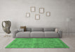 Machine Washable Abstract Emerald Green Modern Area Rugs in a Living Room,, wshabs1275emgrn