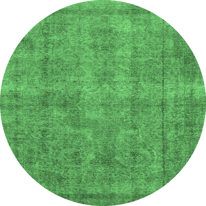 Round Abstract Emerald Green Modern Rug, abs1275emgrn