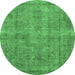 Round Abstract Emerald Green Modern Rug, abs1275emgrn