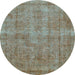 Round Abstract Light Blue Modern Rug, abs1275lblu