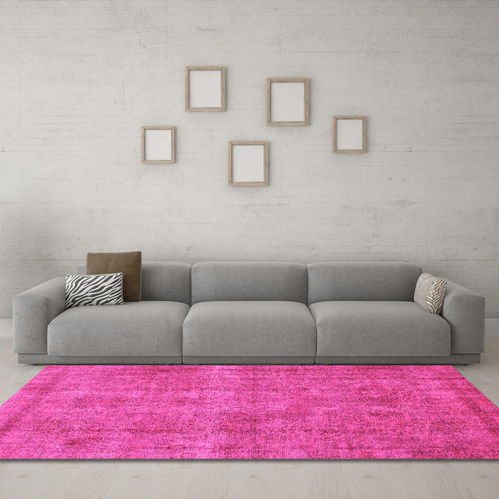 Machine Washable Abstract Pink Modern Rug in a Living Room, wshabs1275pnk