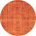 Round Machine Washable Abstract Orange Modern Area Rugs, wshabs1275org