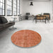 Round Abstract Orange Red Modern Rug in a Office, abs1275