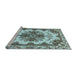 Sideview of Machine Washable Abstract Hazel Green Rug, wshabs1276