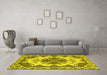 Machine Washable Persian Yellow Bohemian Rug in a Living Room, wshabs1276yw