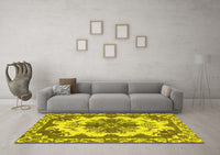 Machine Washable Persian Yellow Bohemian Rug, wshabs1276yw