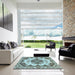 Square Abstract Hazel Green Persian Rug in a Living Room, abs1276