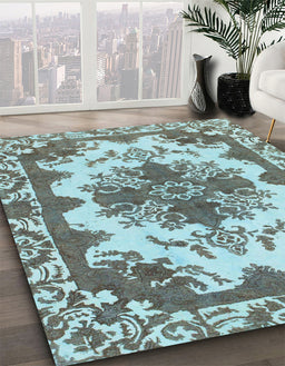 Abstract Hazel Green Persian Rug in Family Room, abs1276