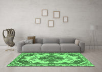 Machine Washable Persian Emerald Green Bohemian Rug, wshabs1276emgrn