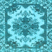 Square Machine Washable Persian Light Blue Bohemian Rug, wshabs1276lblu