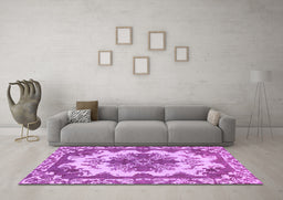 Machine Washable Persian Pink Bohemian Rug in a Living Room, wshabs1276pnk