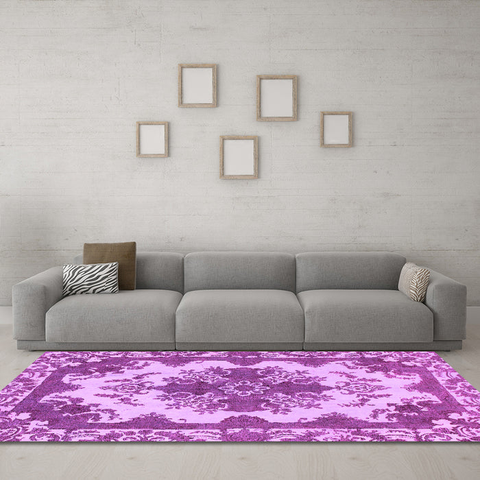 Machine Washable Persian Pink Bohemian Rug in a Living Room, wshabs1276pnk