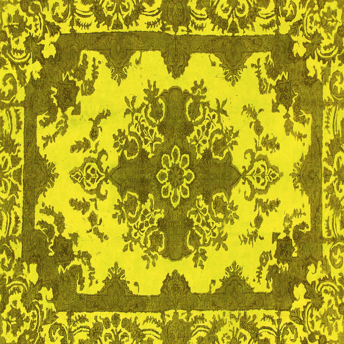 Square Machine Washable Persian Yellow Bohemian Rug, wshabs1276yw