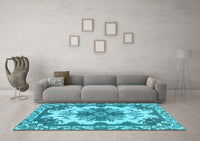 Machine Washable Persian Light Blue Bohemian Rug, wshabs1276lblu