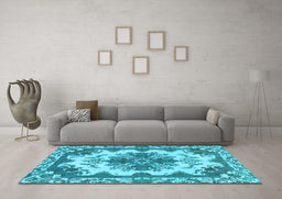 Machine Washable Persian Light Blue Bohemian Rug in a Living Room, wshabs1276lblu