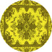 Round Machine Washable Persian Yellow Bohemian Rug, wshabs1276yw