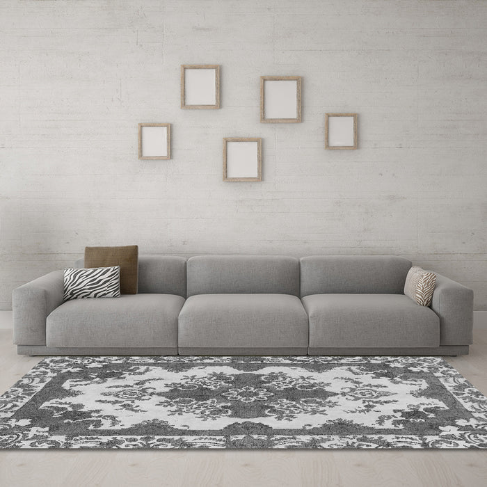 Machine Washable Persian Gray Bohemian Rug in a Living Room,, wshabs1276gry