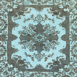 Square Machine Washable Abstract Hazel Green Rug, wshabs1276