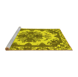 Sideview of Machine Washable Persian Yellow Bohemian Rug, wshabs1276yw