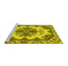 Sideview of Machine Washable Persian Yellow Bohemian Rug, wshabs1276yw