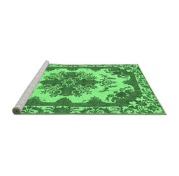 Sideview of Machine Washable Persian Emerald Green Bohemian Area Rugs, wshabs1276emgrn