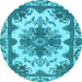 Round Persian Light Blue Bohemian Rug, abs1276lblu