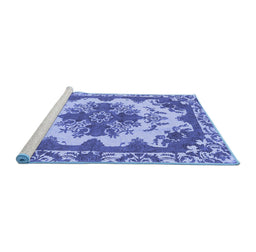 Sideview of Machine Washable Persian Blue Bohemian Rug, wshabs1276blu