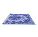 Sideview of Machine Washable Persian Blue Bohemian Rug, wshabs1276blu