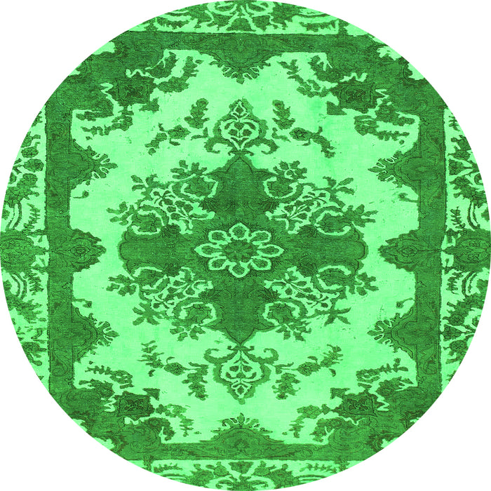 Round Machine Washable Persian Green Bohemian Area Rugs, wshabs1276grn