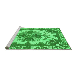 Sideview of Machine Washable Persian Green Bohemian Area Rugs, wshabs1276grn