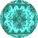 Round Persian Turquoise Bohemian Rug, abs1276turq