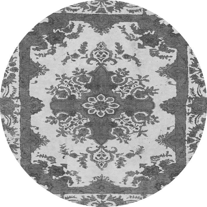 Round Machine Washable Persian Gray Bohemian Rug, wshabs1276gry