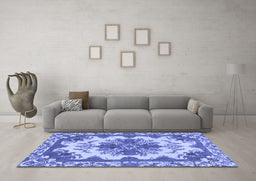 Machine Washable Persian Blue Bohemian Rug in a Living Room, wshabs1276blu