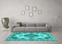 Machine Washable Persian Turquoise Bohemian Rug, wshabs1276turq