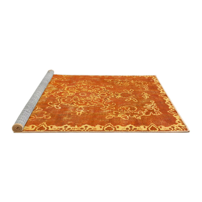 Sideview of Machine Washable Abstract Orange Red Rug, wshabs1277