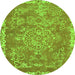 Round Abstract Green Modern Rug, abs1277grn