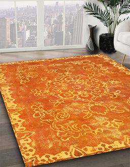 Abstract Orange Red Modern Rug in Family Room, abs1277