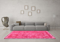 Machine Washable Abstract Pink Modern Rug, wshabs1277pnk